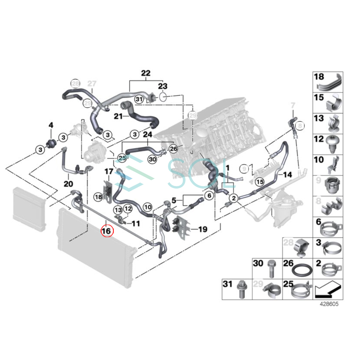 BMW F07 F10 F11 F06 F12 F13 F01 F02 クーラントホース ベンチレーションホース エア抜きホース 535i 535iX 640i 740i 740Li 17127580965_画像2