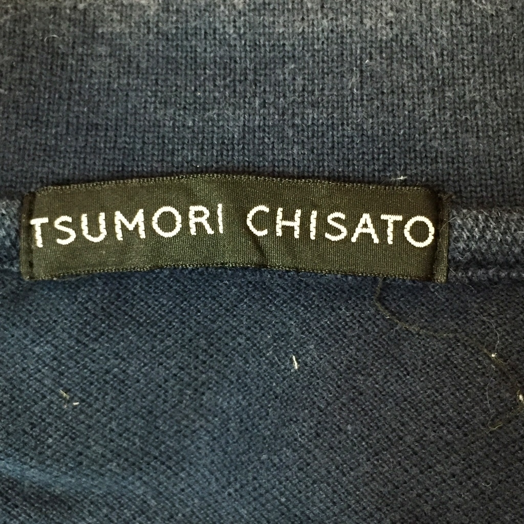 TSUMORICHISATO/ツモリチサト 半袖 ポロシャツ 鹿の子 ネイビー 紺 刺繍 サイズ1 綿100％ レディース_画像3