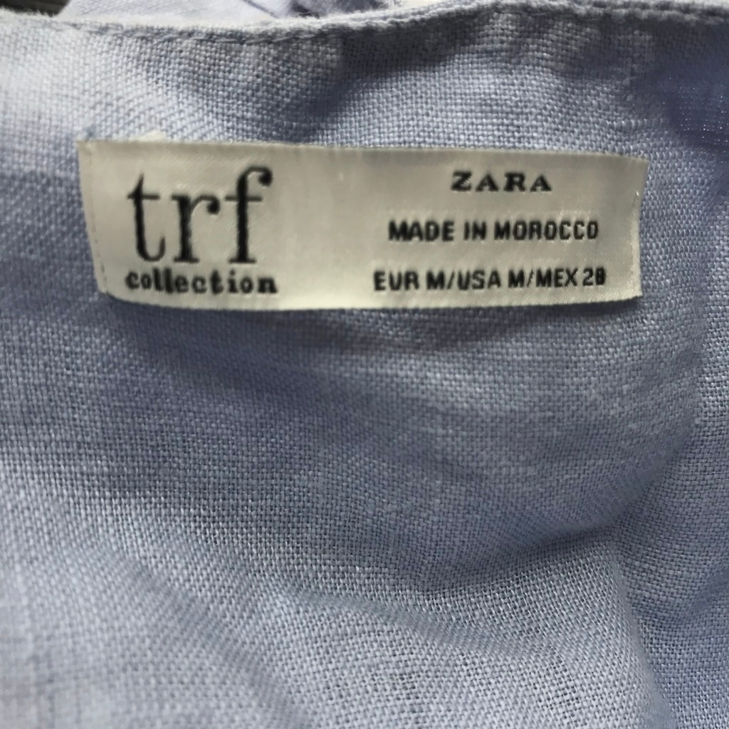 ZARA/ザラ 五分袖 ブラウス Vネック ライトブルー リネン100％ サイズM レディース_画像5