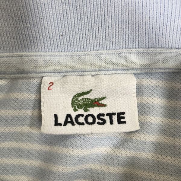 定番古着★LACOSTE/ラコステ 半袖 ポロシャツ ブルー ホワイト ボーダー ストライプ 2_画像5