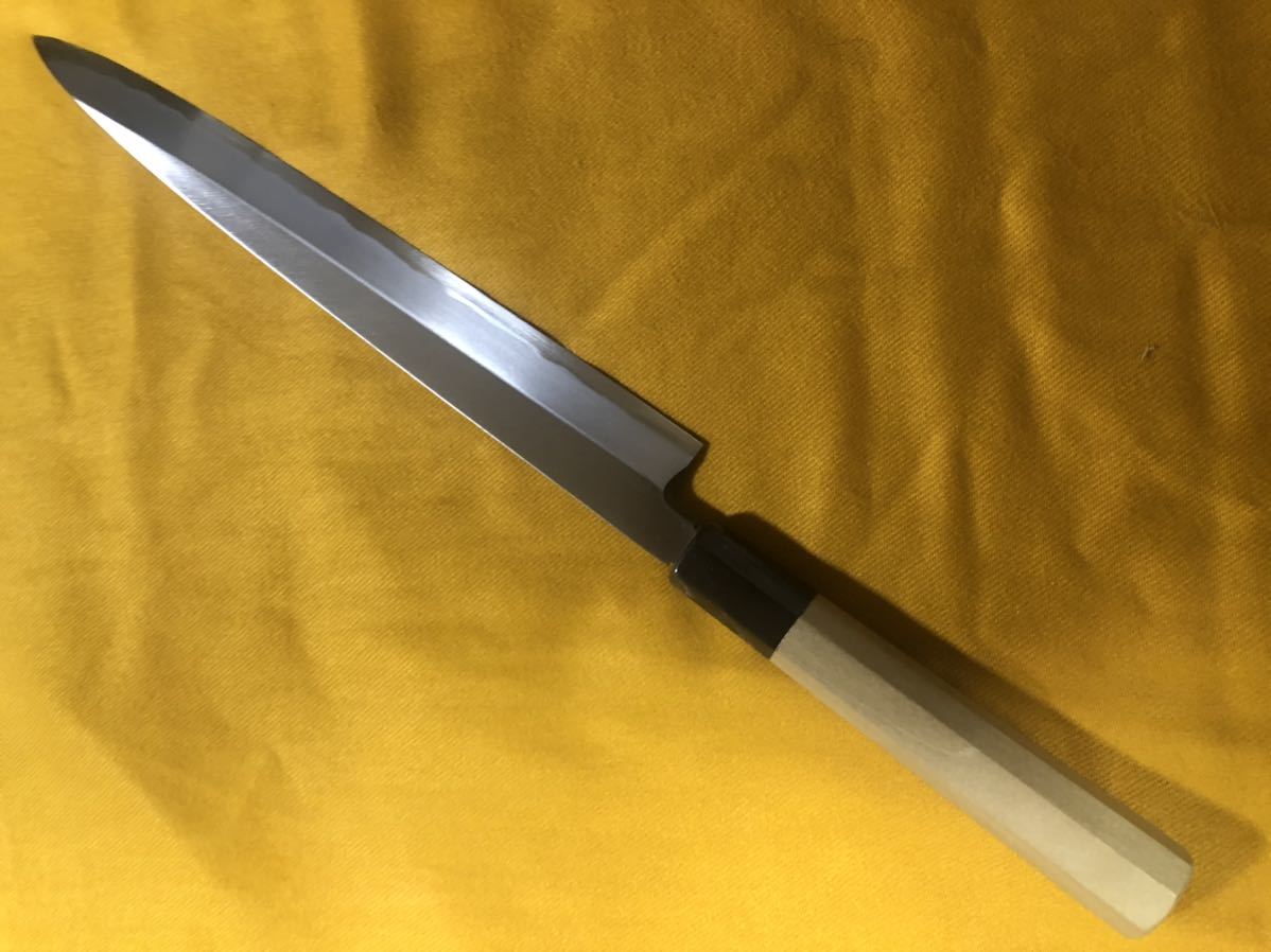 ②訳あり品 本霞青ニ鋼柳刃270ミリ(9寸) 水牛八角柄