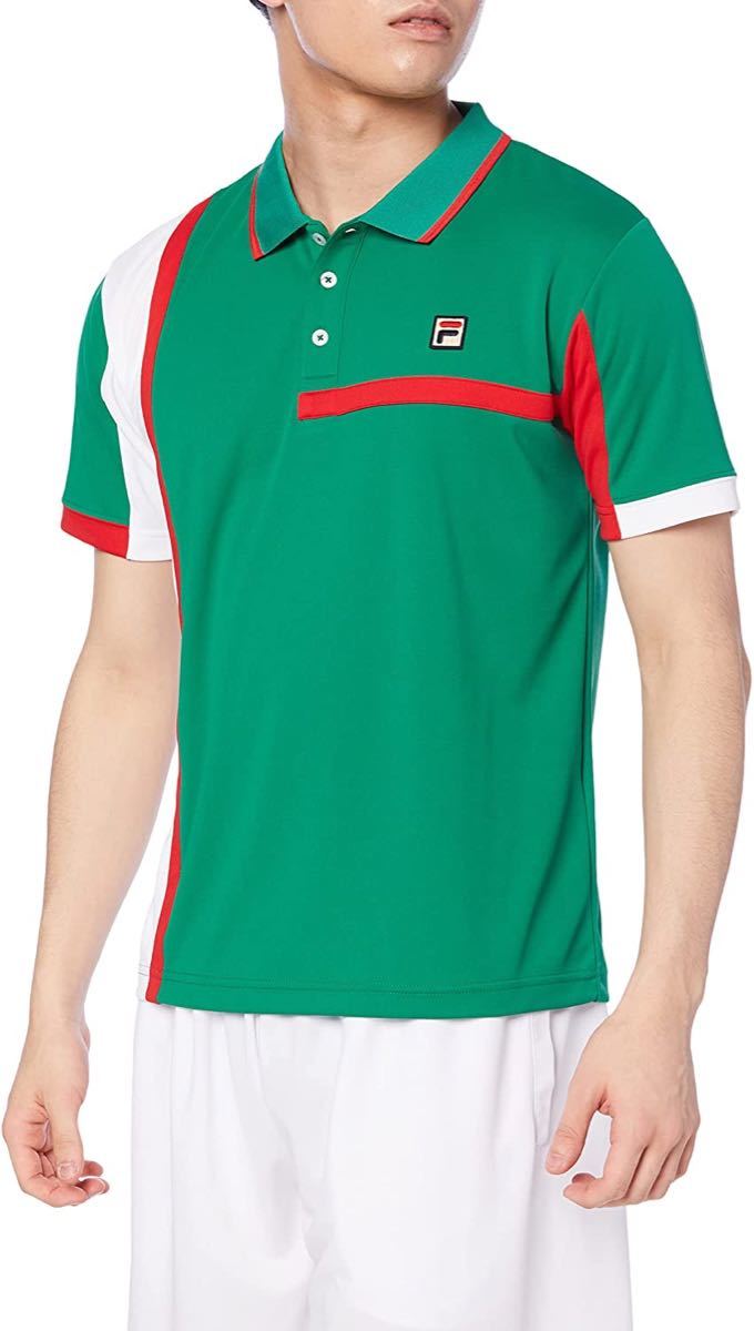 FILA フィラ テニスウェア ゲームシャツ 半袖ポロシャツ ゲームシャツ VM5564 グリーン(緑) メンズM 新品