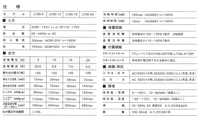 22-9 パワーサプライ,スイッチング電源 *ELCO J-100‐15 INPUT