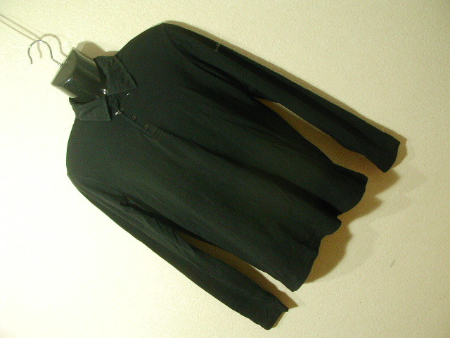 ssy5117 Calvin Klein Jeans polo-shirt with long sleeves black # Logo print # plain thin stretch material L size Calvin Klein 