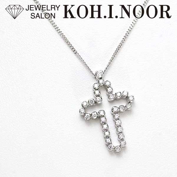 限定版 イタリア製 ダイヤモンド 18金ホワイトゴールド K18WG ペンダント ネックレス クロス 十字架 ホワイトゴールド