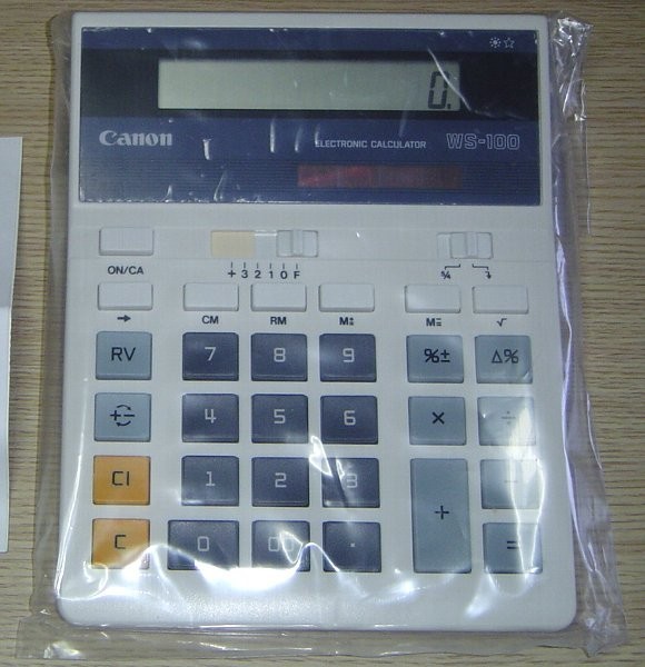 Canon WS-100 calculator liquid crystal solar & battery 10 column unused new goods operation OK