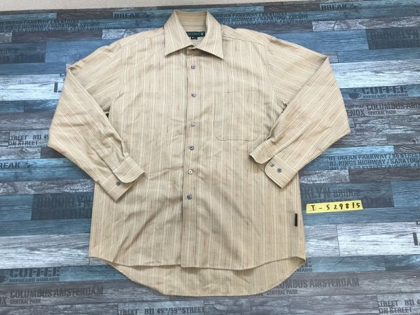 〈送料280円〉lyle&scott ライル アンド スコット メンズ ストライプ 長袖シャツ M ベージュ赤白など_画像1