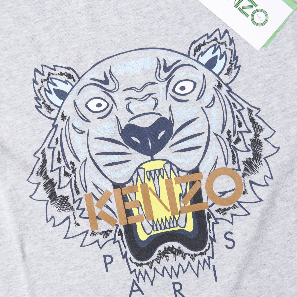 正規品 KENZO ケンゾー ブランド タイガー ロゴ プリント メンズ 半袖 クルーネック Tシャツ M サイズ グレー e-157