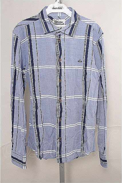 【高価値】 【送料無料】 MAN オーブ刺繍&チェック長袖シャツ Vivienne Westwood MANヴィヴィアンウエストウッド 21-02-10-042i-1-bl-HD-ZI 長袖シャツ