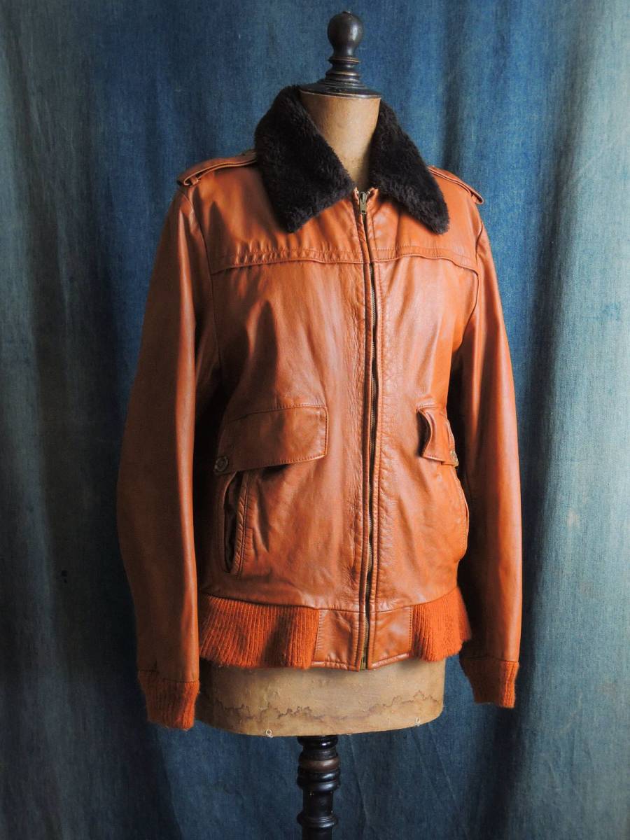 70sヴィンテージUSA1970年代SEARSシアーズTHE LEATHER SHOP赤茶 愛用 sears THE LEATHER SHOP シアーズ レザージャケット ライナ レザージャケット