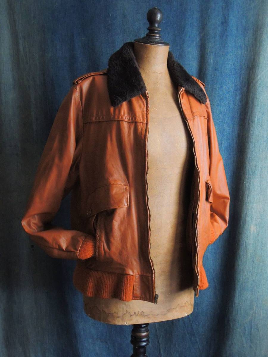 70sヴィンテージUSA1970年代SEARSシアーズTHE LEATHER SHOP赤茶 愛用 sears THE LEATHER SHOP シアーズ レザージャケット ライナ レザージャケット