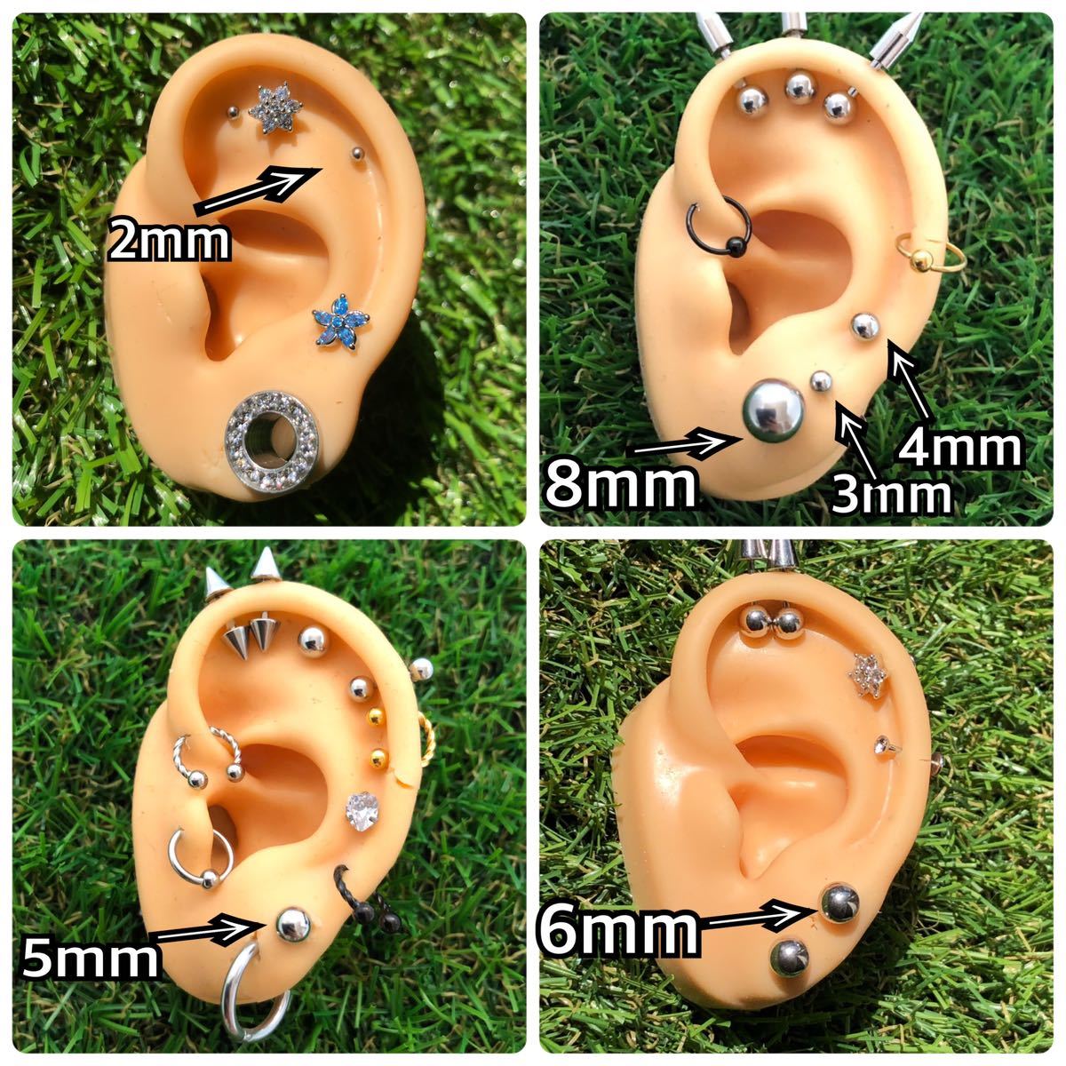 18G 10個セット ボディピアス まとめ売り10mm×4mm サージカル