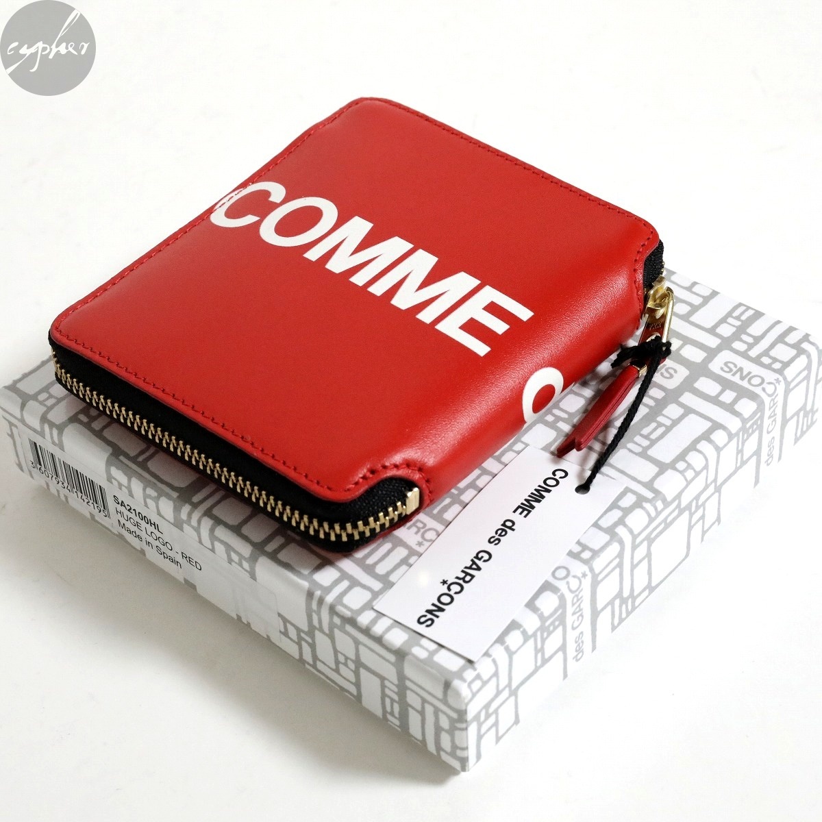新品 コムデギャルソン ウォレット SA2100HL レッド HUGE LOGO WALLET
