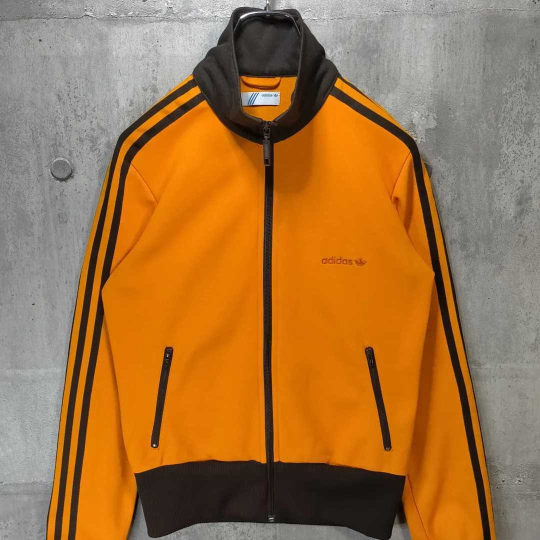 希少 XL オレンジ ブラウン adidas アディダス Brown Orange 茶 茶色 ジャージ 古着 トレフォイル 上着 ジャケット  トラックジャケット