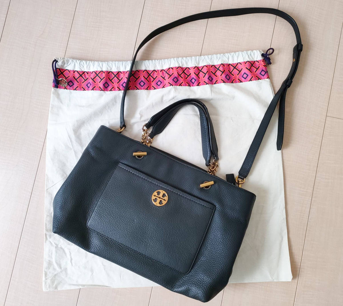 Tory Burch　 トリーバーチ　2way バッグ ショルダー★レザー　黒★_画像1