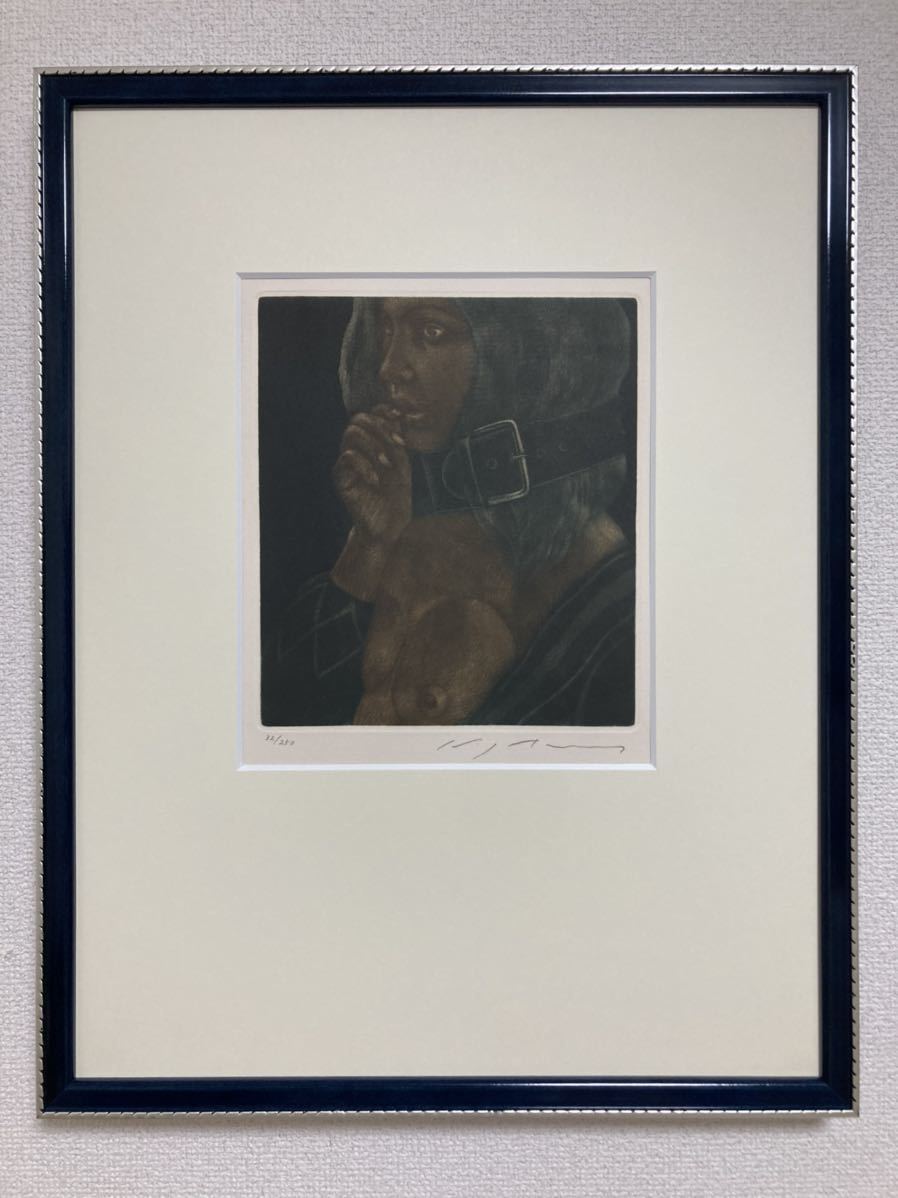 真作保証】池田満寿夫「彼女の首飾り」銅版画 1974年 絵画 版画 直筆