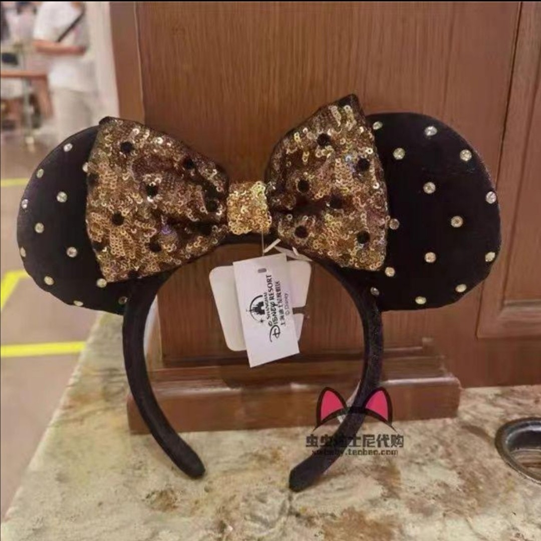 ミニー ディズニー スパンコール カチューシャ ベロア リボン 4