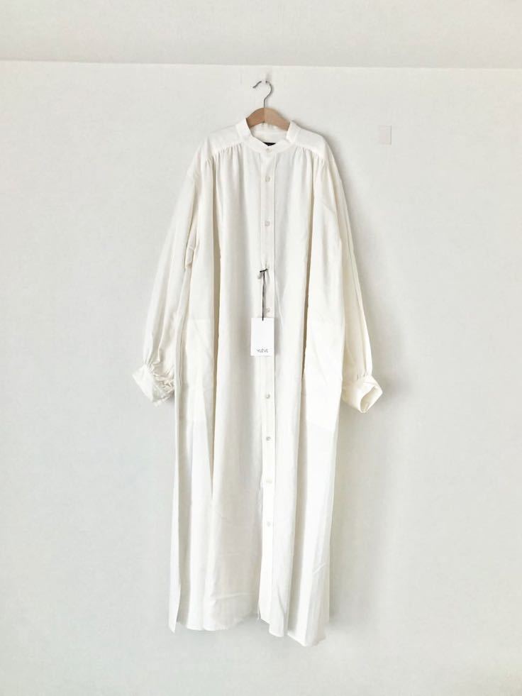 YLEVE イレーヴ COTTON RAYON BROAD LONG SHIRT ロングシャツワンピース ホワイト_画像1