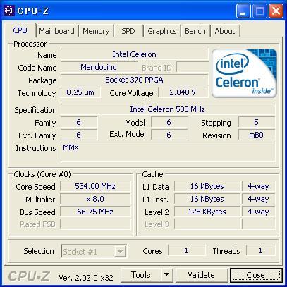 最高の品質 Celeron INTEL 533 ☆中古正常品☆ (Socket370) PPGA MHz