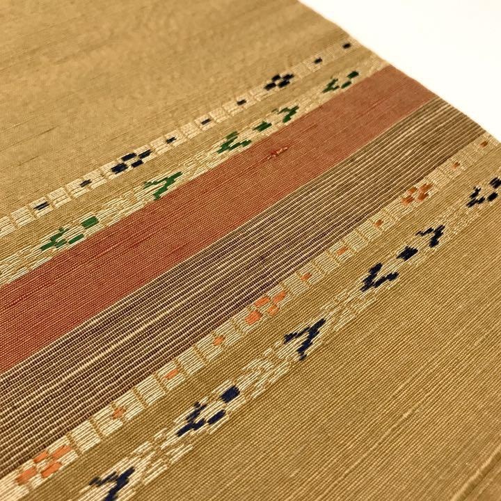 人気商品超目玉 目玉商品 O-1208 名古屋帯 横縞柄に花織 金糸 紬 - 帯