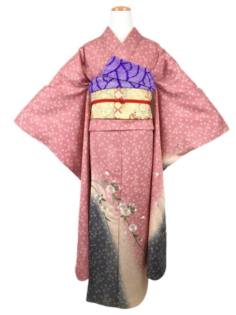 K-1545 振袖 美しい刺繍の枝垂れ桜 金駒刺繍 グラデーション トールサイズ-