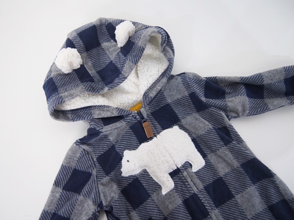 Carter's カーターズ 男の子 フリース ロンパース 9M 9ヶ月 チェック白