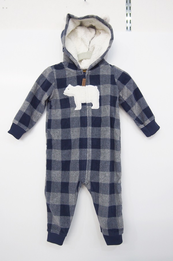 Carter's カーターズ 男の子 フリース ロンパース 9M 9ヶ月 チェック白