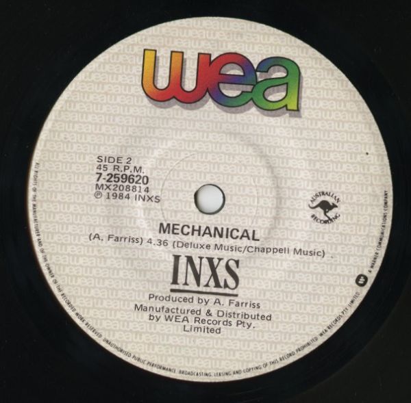 【ロック 7インチ】INXS - I Send A Message / Mechanical [WEA 7-259620]_画像2