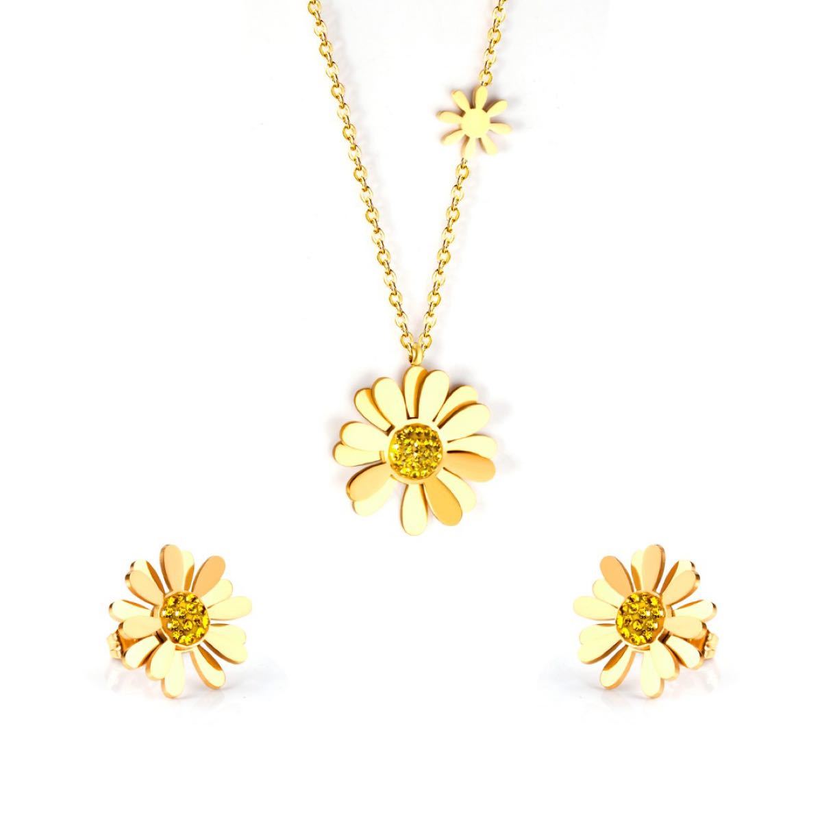 18K Gold plated Necklace And Earrings Set, water proof. 