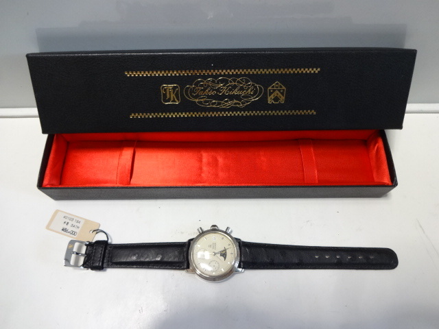 キクチタケオ 腕時計 時計 多機能時計 クロノ・ムーンフェイズ付き 機械式 手巻き 作動品 未使用品 デッドストック
