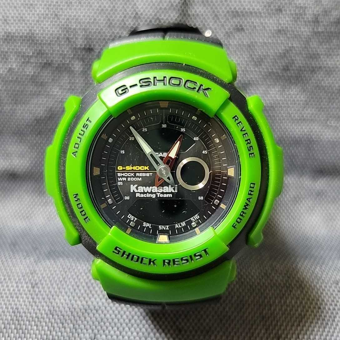 コラボ G-SHOCK Kawasaki バイク 限定 ビンテージ デジアナ 緑 腕時計