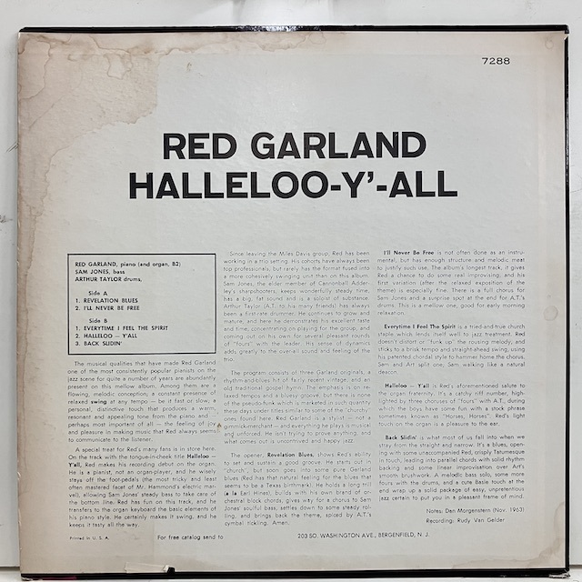 ●即決LP Red Garland / Halleloo y All j34159 レッド・ガーランド 米盤、Trident Stereo Vangelder_画像4