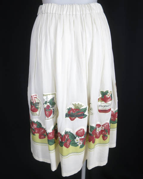 Jane Marple / Strawberry label scarfのデコパージュスカート / ジェーンマープル ストロベリー いちご柄 [B49953]の画像2