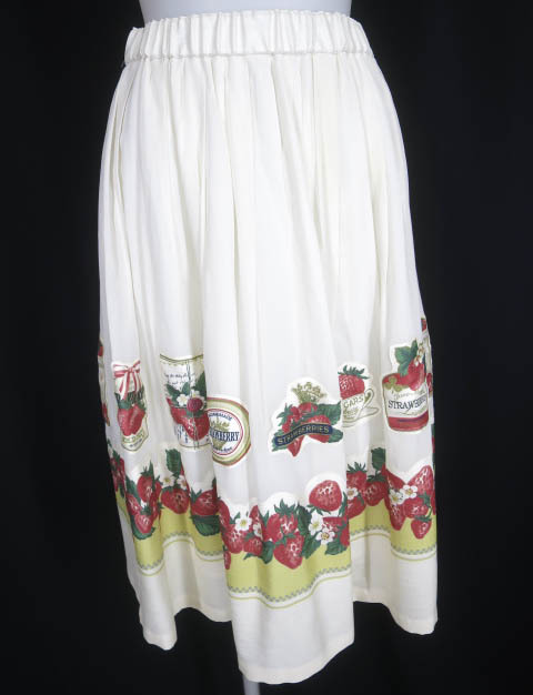 Jane Marple / Strawberry label scarfのデコパージュスカート / ジェーンマープル ストロベリー いちご柄 [B49953]