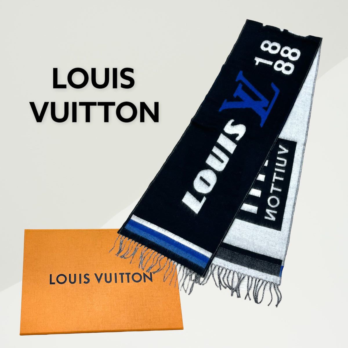 高級 箱付き LOUIS VUITTON ルイヴィトン 2019年モデル エシャルプ・LVフォワード ウール カシミヤ フリンジ マフラー AB0139 M73439