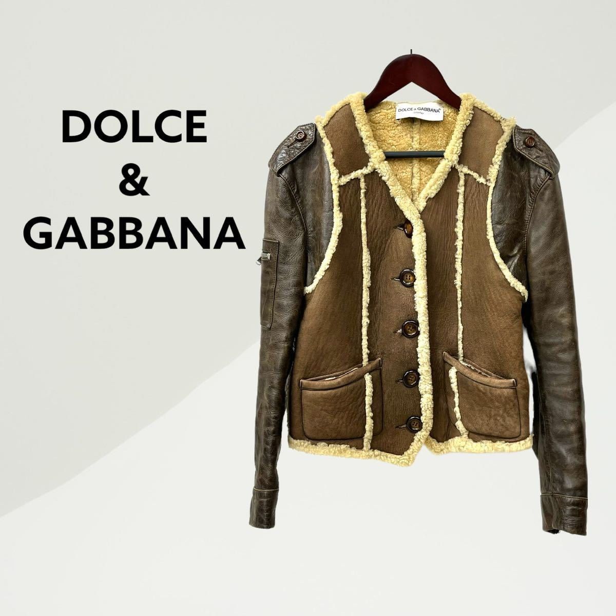 DOLCE&GABBANA ドルチェ&ガッバーナ ボア 袖レザー切替 DOLCE&GABBANA ドルチェ&ガッバーナ ボア 袖レザー切替