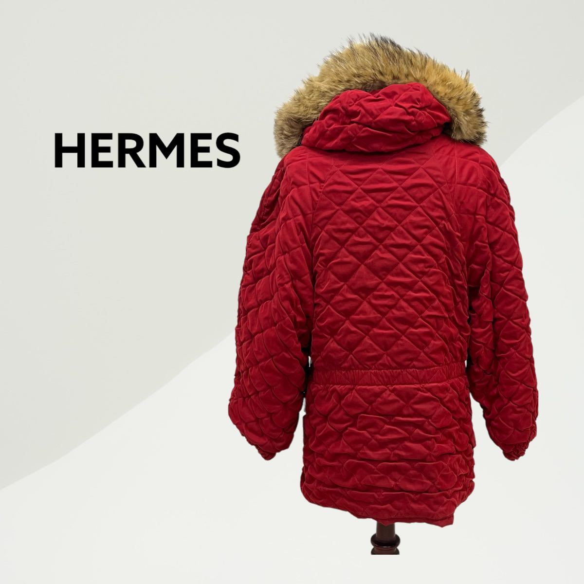 HERMES エルメス Vintage ヴィンテージ ラクーンファー フード付き