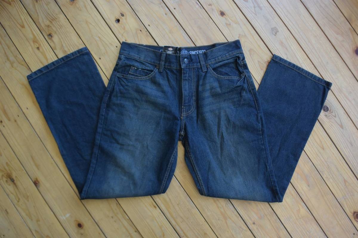 新品 デッドストック Dickies ディッキーズ デニムパンツ メンズ W34×L32 ヴィンテージ加工 カジュアル ワーク タグ付き未使用品 P0662_画像2