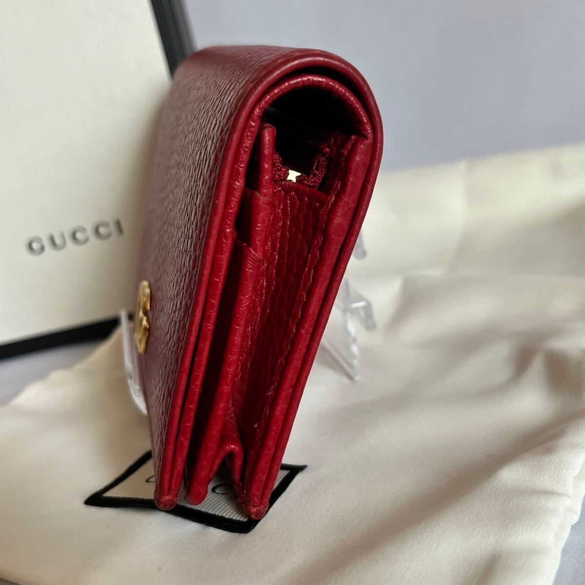 【人気 良品】GUCCI グッチ ウォレット 財布 赤 マーモント コンパクト