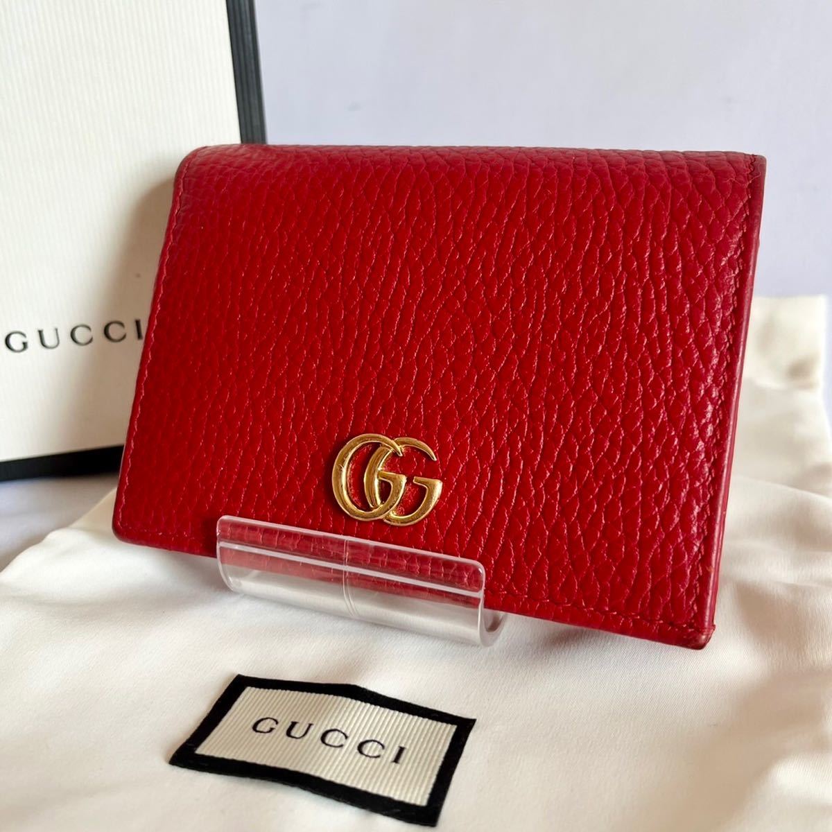 人気 良品】GUCCI グッチ ウォレット 財布 赤 マーモント コンパクト