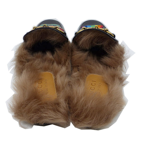 新品】GUCCI ファー レインボー ビット サンダル シューズ 8-