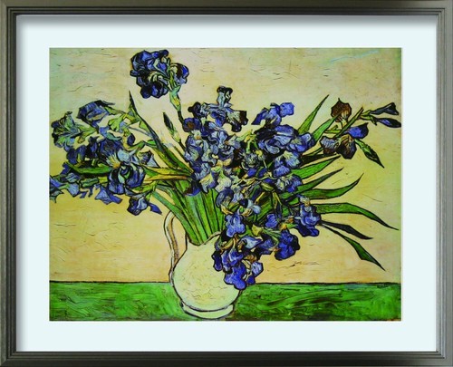 ゴッホ Vincent van Gogh 「Iris-Strauss 1890」　額付き(銀色）　Lサイズ　高級アートプリント（イタリア）