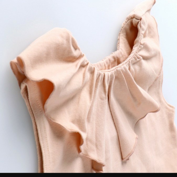 新品【branshes】前後着れる2way襟フリル半袖Tシャツ サーモンピンク 150cm 