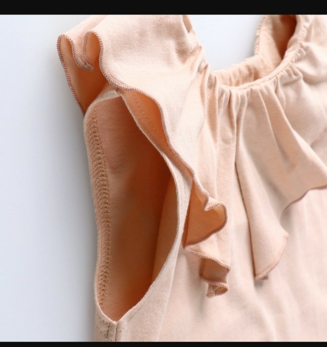 新品【branshes】前後着れる2way襟フリル半袖Tシャツ サーモンピンク 150cm 