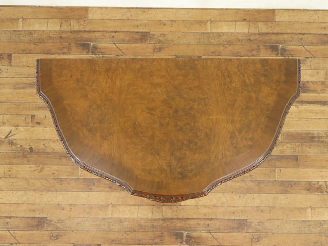コンソールテーブル　壁付け　美しい杢目　彫刻　重厚な雰囲気　サイドテーブル　イギリス　アンティークフレックス　57792_画像3
