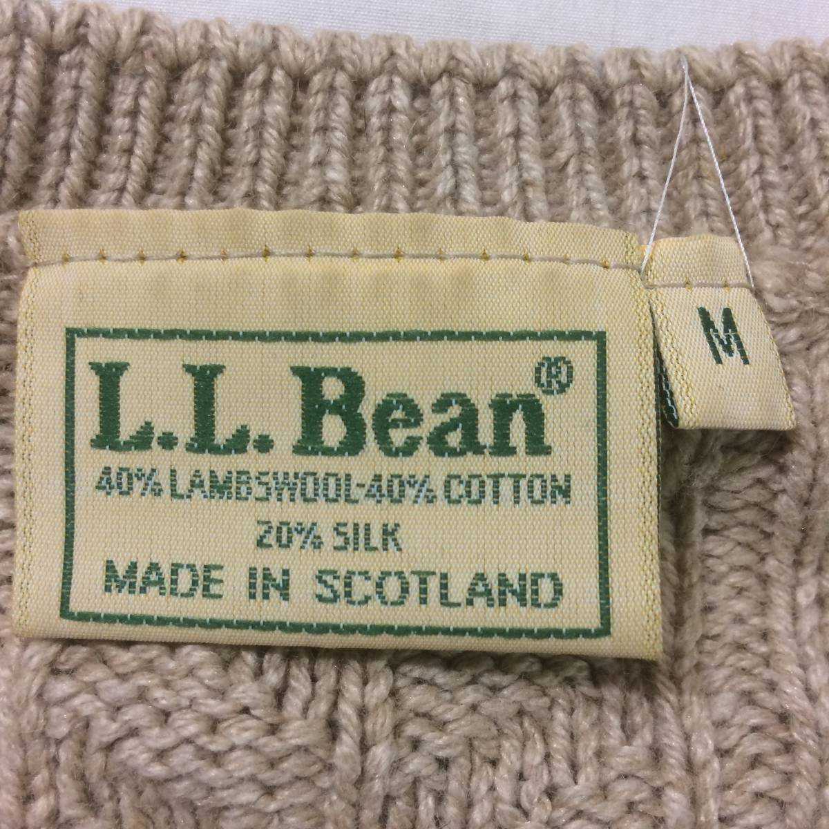 LLBEAN LLbean LL ビーン wool cotton silk crew neck sweater ウール コットン シルク ケーブル クルーネック セーター knit _画像10
