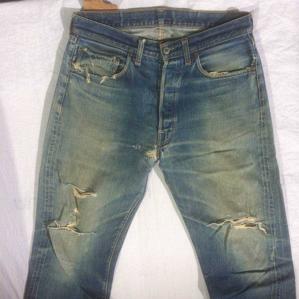リーバイス 501 BIGE LEVI'S ビッグE jeans ジーンズ vintage Levi's denim オールド 縦落 インディゴ ダメージ有 84x72 indigo