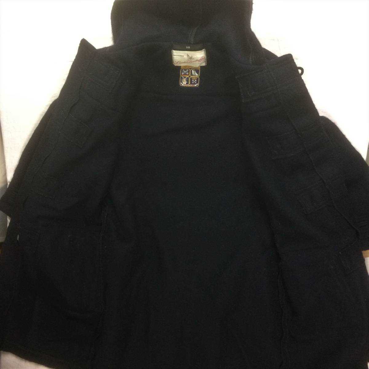 ライツェ シーデュフェル Leidse Zeeduffel ダッフル コート オランダ 圧縮 ウール ボイルド 肉厚 wool ネイビー navy coat _画像4