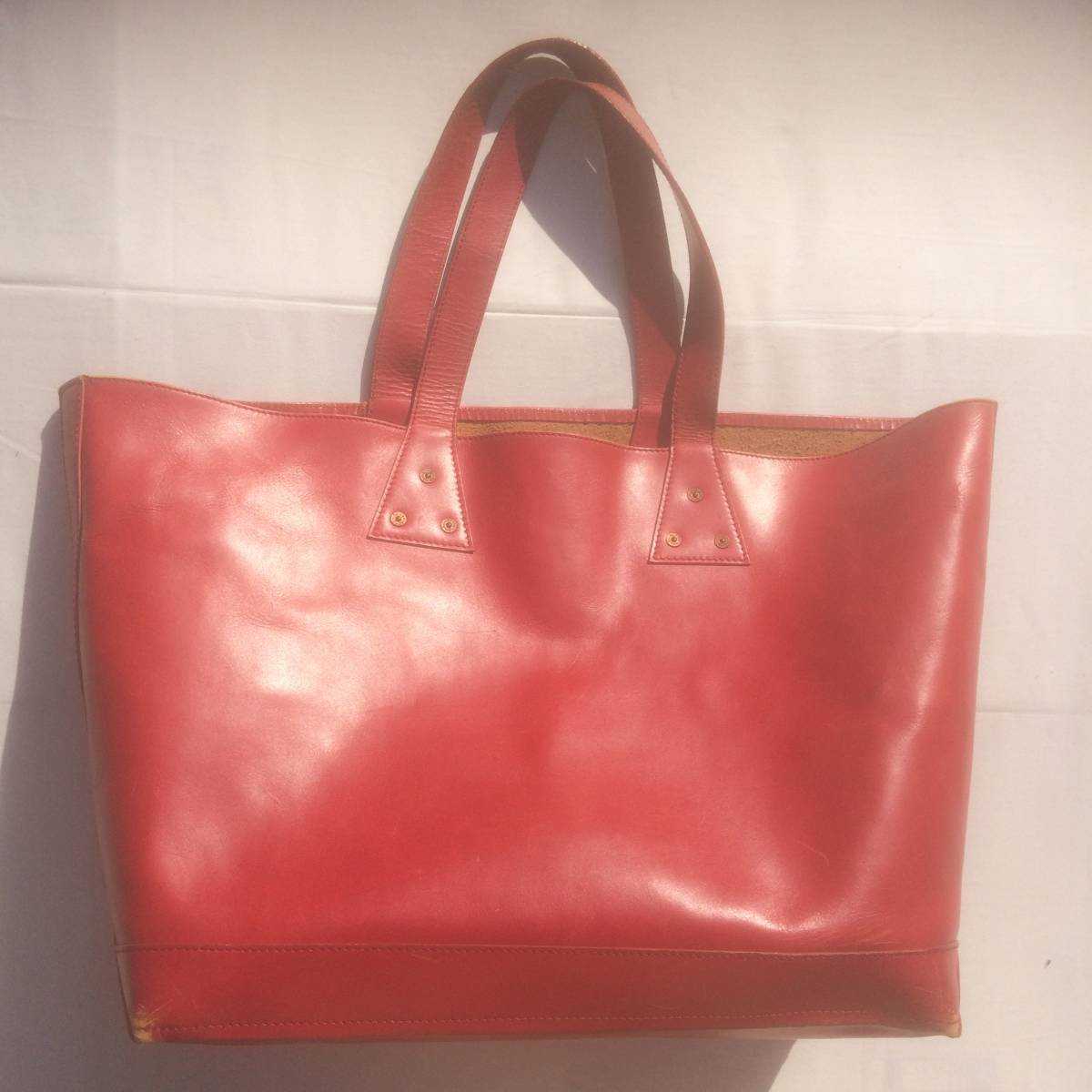 注目のブランド tote leather red エヴィス エビス EVISU bag 確認 画像 有り 汚れ スレ 革生地 ヒビ スレ トートバッグ レザー レッド その他
