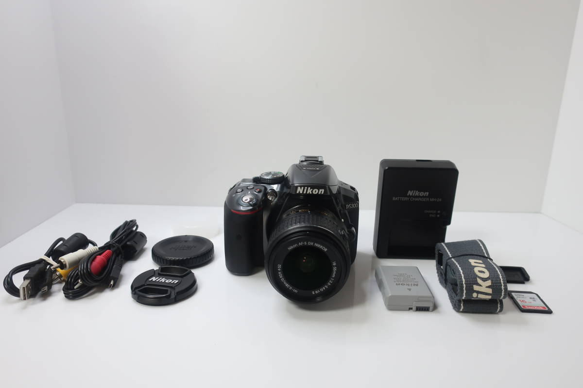 ☆ほぼ新品級☆ Nikon ニコン D5300 グレー AF-S 18-55mm F3.5-5.6 G 直販本物 ※SDカード付き 一眼レフ D5300 【すぐ使える】ニコン デジタルカメラ
